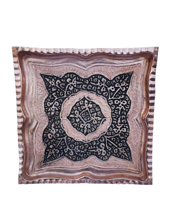 Royal Kashmiri Copper Square Serving Plate – A Fusion of Tradition & Elegance