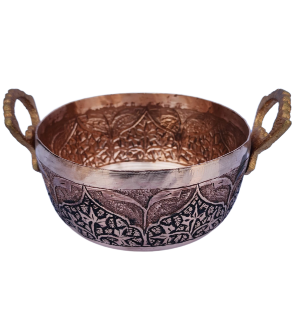 Royal Kashmiri Short Mizium Copper Serving Bowl – A Compact Heritage Piece