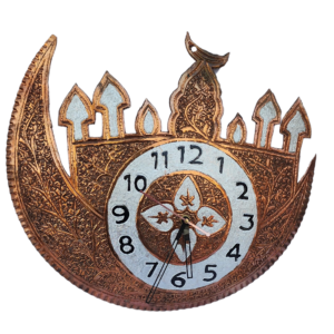Royal Kashmiri Copper Crescent Wall Clock – A Fusion of Art & Timekeeping